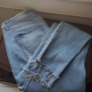 High waisted skinny LOFT jeans 29/8 pearls raw hem
